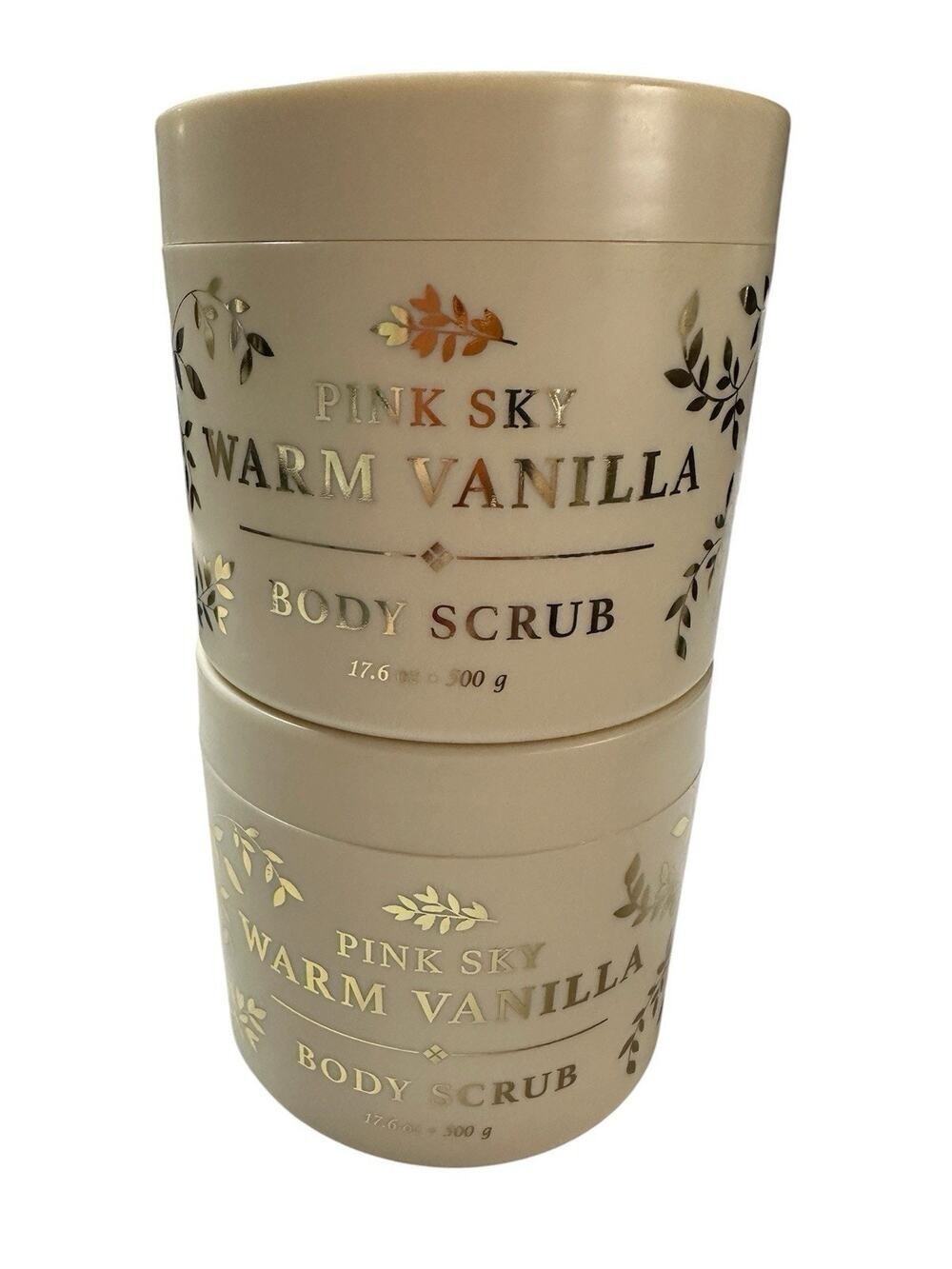 Pink Sky Warm Vanilla 2x Body Scrub 2 Pc Gift Set New